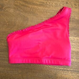 Carbon38 Pink One Shoulder Ruffle Bra